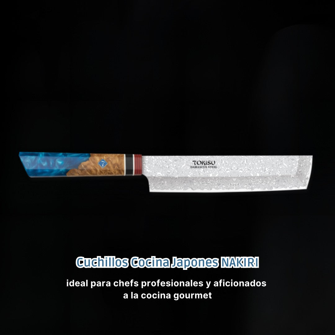 Cuchillo de Cocina Profesional TOKYSU NAKIRI - Artesanía Japonesa de Precisión, Acero DAMASCO de 67 Capas, 18 cm - Mango Ergon