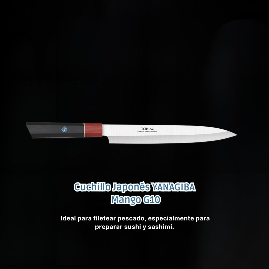 Cuchillo Cocina Profesional TOKYSU - Cuchillos Cocina Japones YANAGIBA de Acero Inoxidable de 67 capas 23 cm- Mango G10