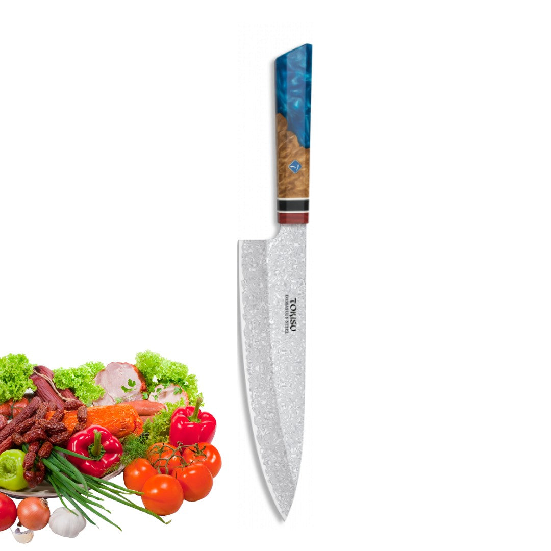 Cuchillo Cocina Profesional TOKYSU - Cuchillos Cocina Japones GYUTO de Acero DAMASCO 67 capas 21,5