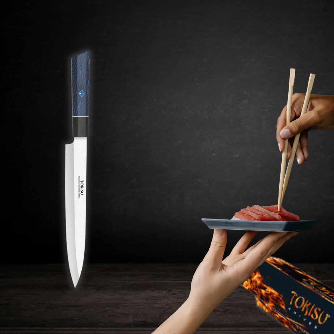 Cuchillo Cocina Profesional TOKYSU - Cuchillos Cocina Japones YANAGIBA de Acero Inoxidable de 67 capas. Mango G10