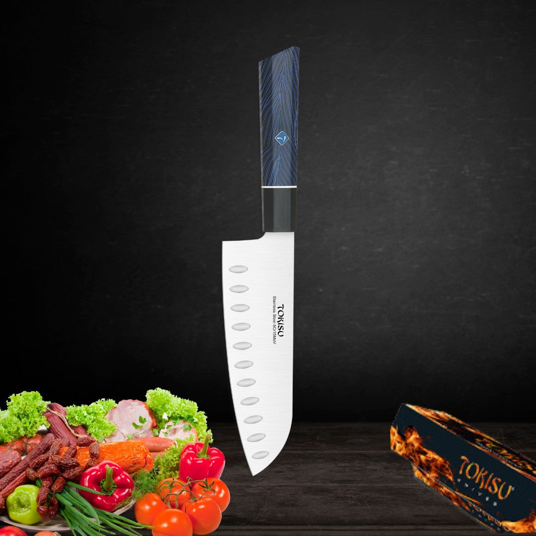 Cuchillo Cocina Profesional TOKYSU - Cuchillos Cocina Japones SANTOKU de Acero Inoxidable de 67 capas 17 cm - Mango G10 DAMASCO
