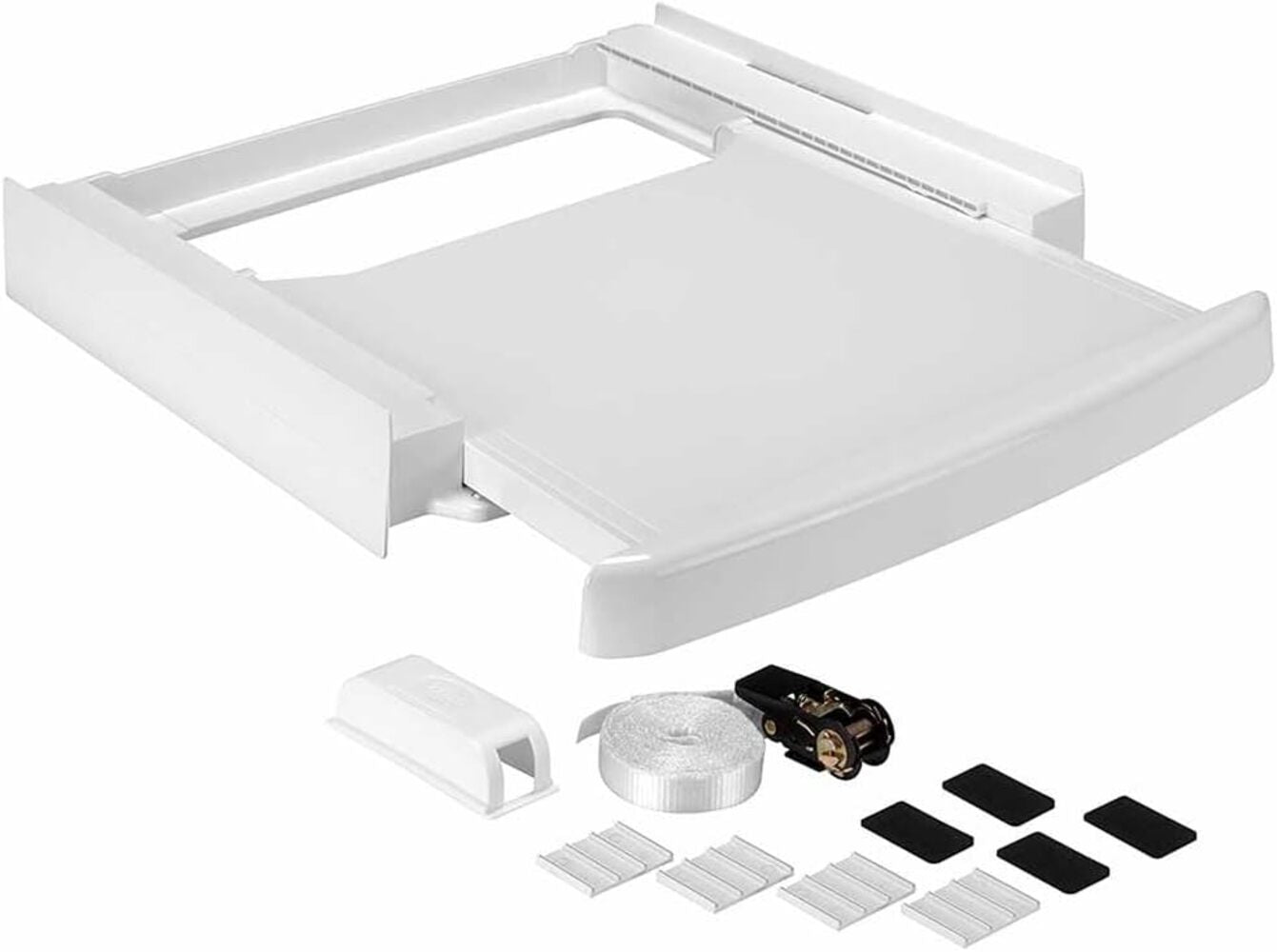 Kit de Unión Universal Wpro para Torre Lavadora y Secadora 60x60cm Soporte Apilable con Estante Deslizante Incorporado 
