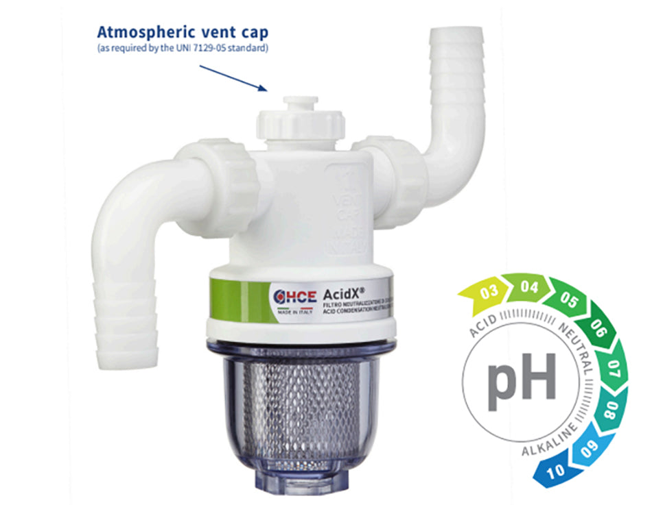 Filtro ACID X Vent neutralizador condensados carga inicial. Hasta 35 kW
