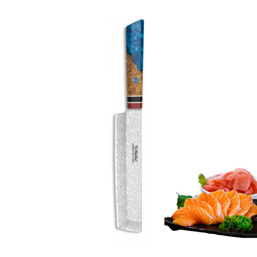 Cuchillo de Cocina Profesional TOKYSU NAKIRI - Artesanía Japonesa de Precisión, Acero DAMASCO de 67 Capas, 18 cm - Mango Ergon