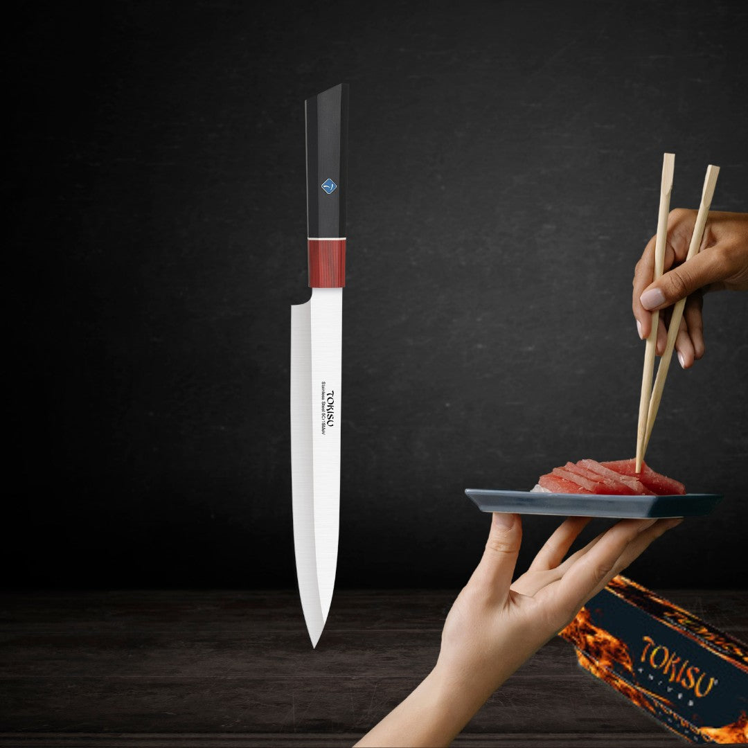 Cuchillo Cocina Profesional  TOKYSU - Cuchillos Cocina Japones YANAGIBA de Acero Inoxidable de 67 capas  23 cm-  Mango G10