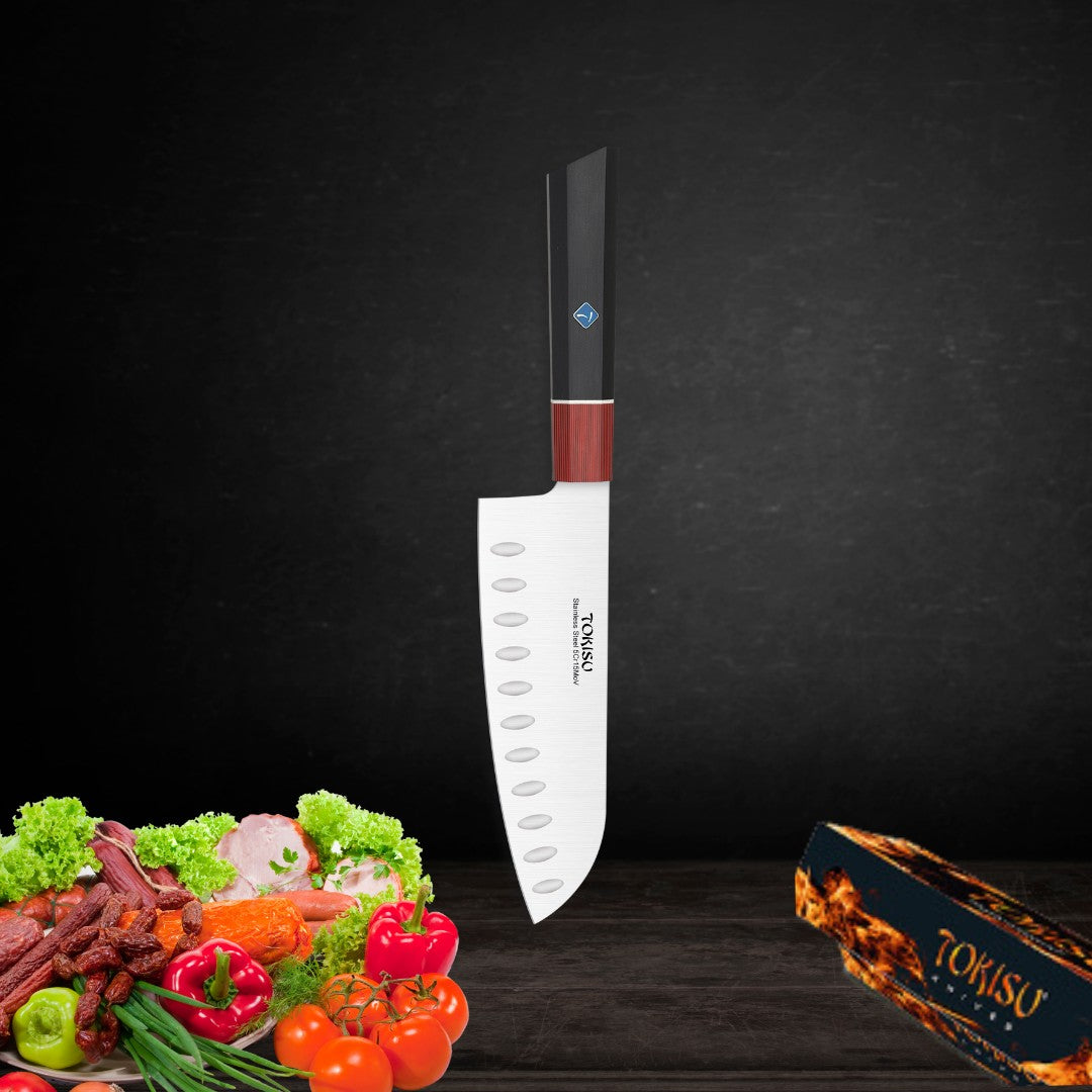 Cuchillo Cocina Profesional TOKYSU - Cuchillos Cocina Japones SANTOKU de Acero Inoxidable de 67 capas 17 cm -  Mango G10 DAMASCO