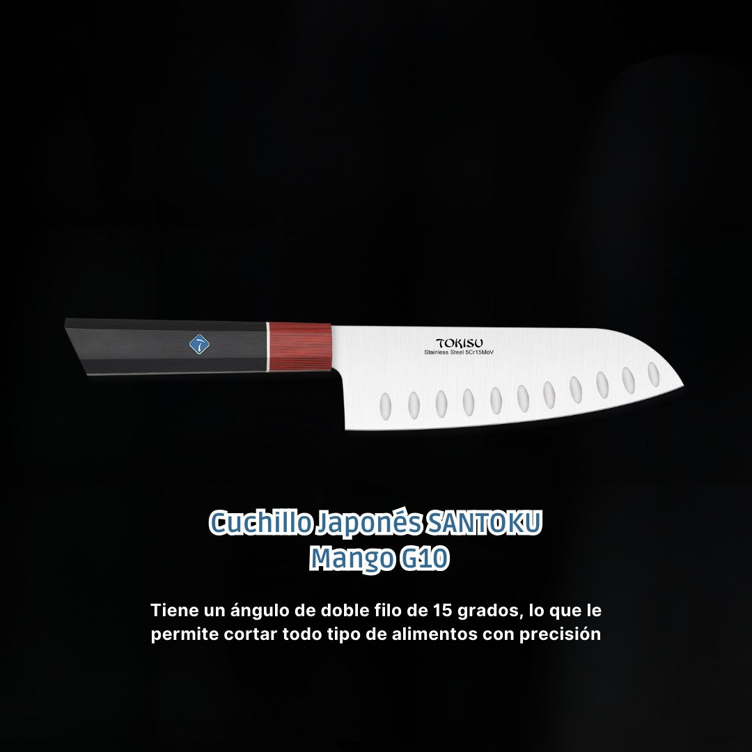 Cuchillo Cocina Profesional TOKYSU - Cuchillos Cocina Japones SANTOKU de Acero Inoxidable de 67 capas 17 cm -  Mango G10 DAMASCO