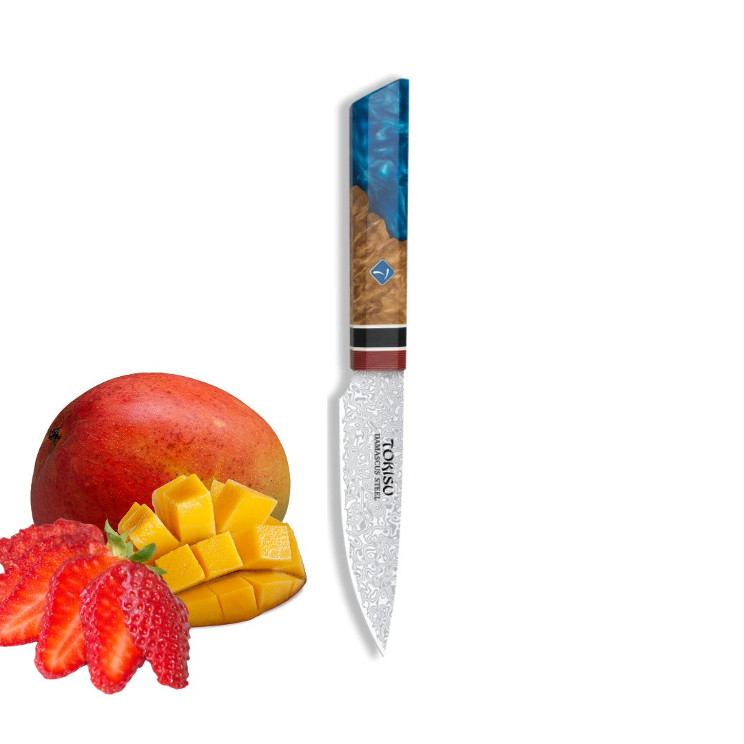 Cuchillo de Cocina Profesional TOKYSU PETTY - Precisión Japonesa, Acero DAMASCO de 67 Capas, 11 cm - Mango Ergonómico Staypack
