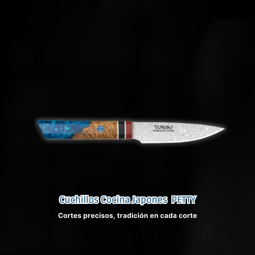 Cuchillo de Cocina Profesional TOKYSU PETTY - Precisión Japonesa, Acero DAMASCO de 67 Capas, 11 cm - Mango Ergonómico Staypack