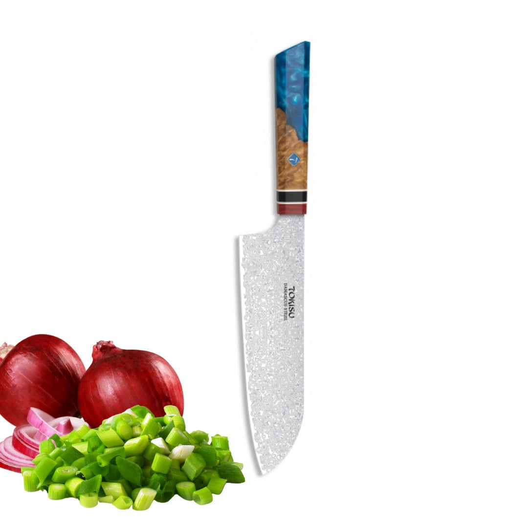 Cuchillo Cocina Profesional TOKYSU - Cuchillos Cocina Japones SANTOKU de Acero DAMASCO 67 capas 19,5