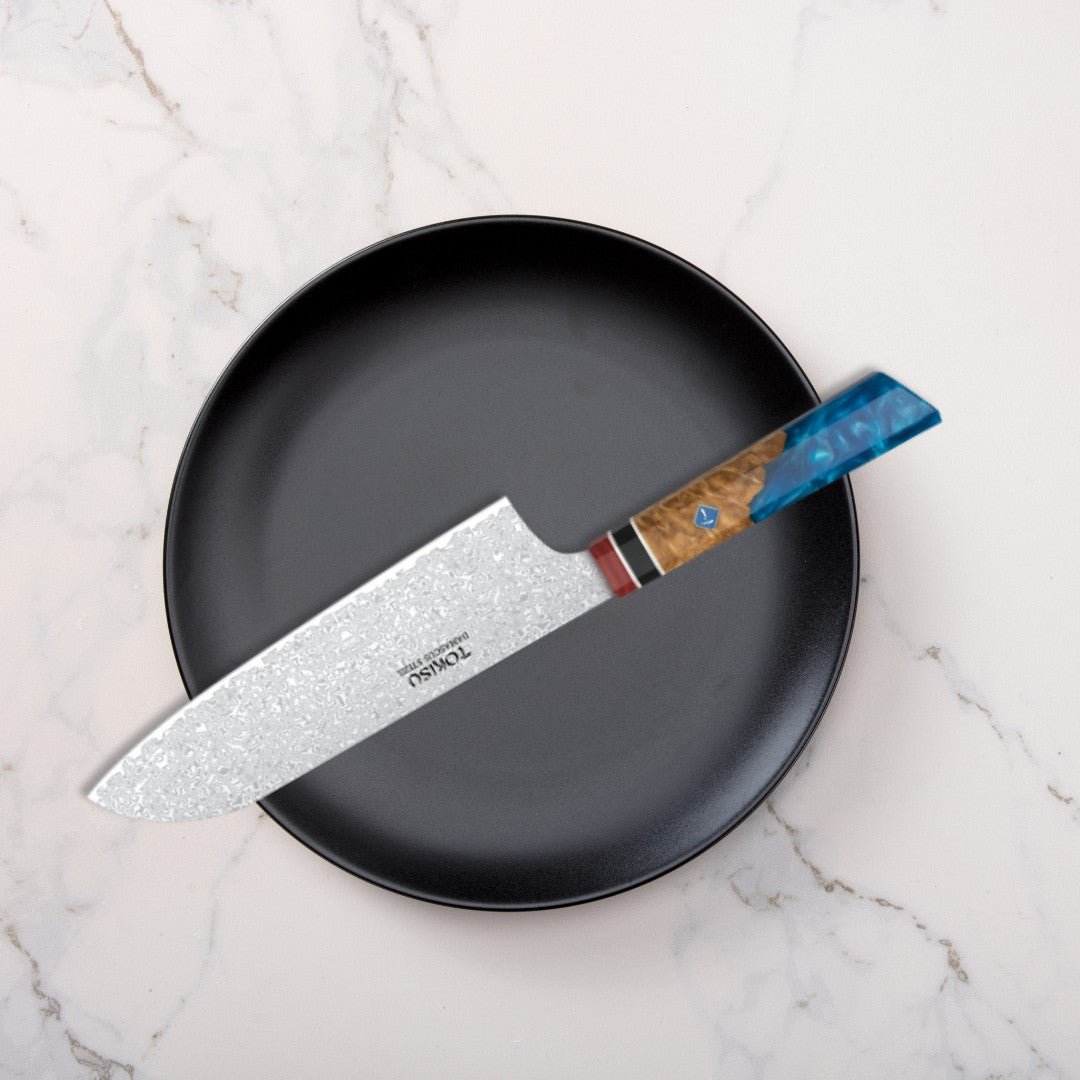 Cuchillo Cocina Profesional TOKYSU - Cuchillos Cocina Japones SANTOKU de Acero DAMASCO 67 capas 19,5