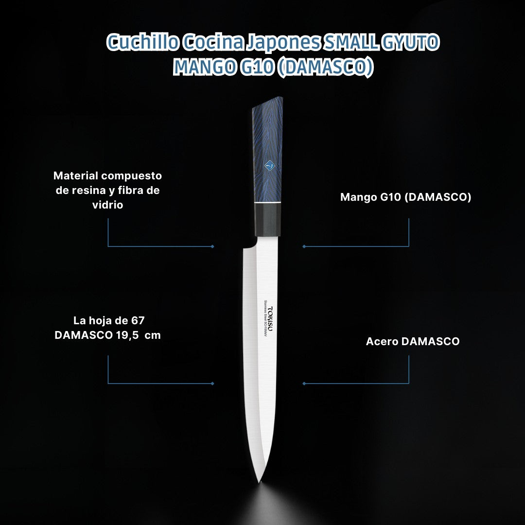 Cuchillo Cocina Profesional  TOKYSU - Cuchillos Cocina Japones YANAGIBA de Acero Inoxidable de 67 capas. Mango G10