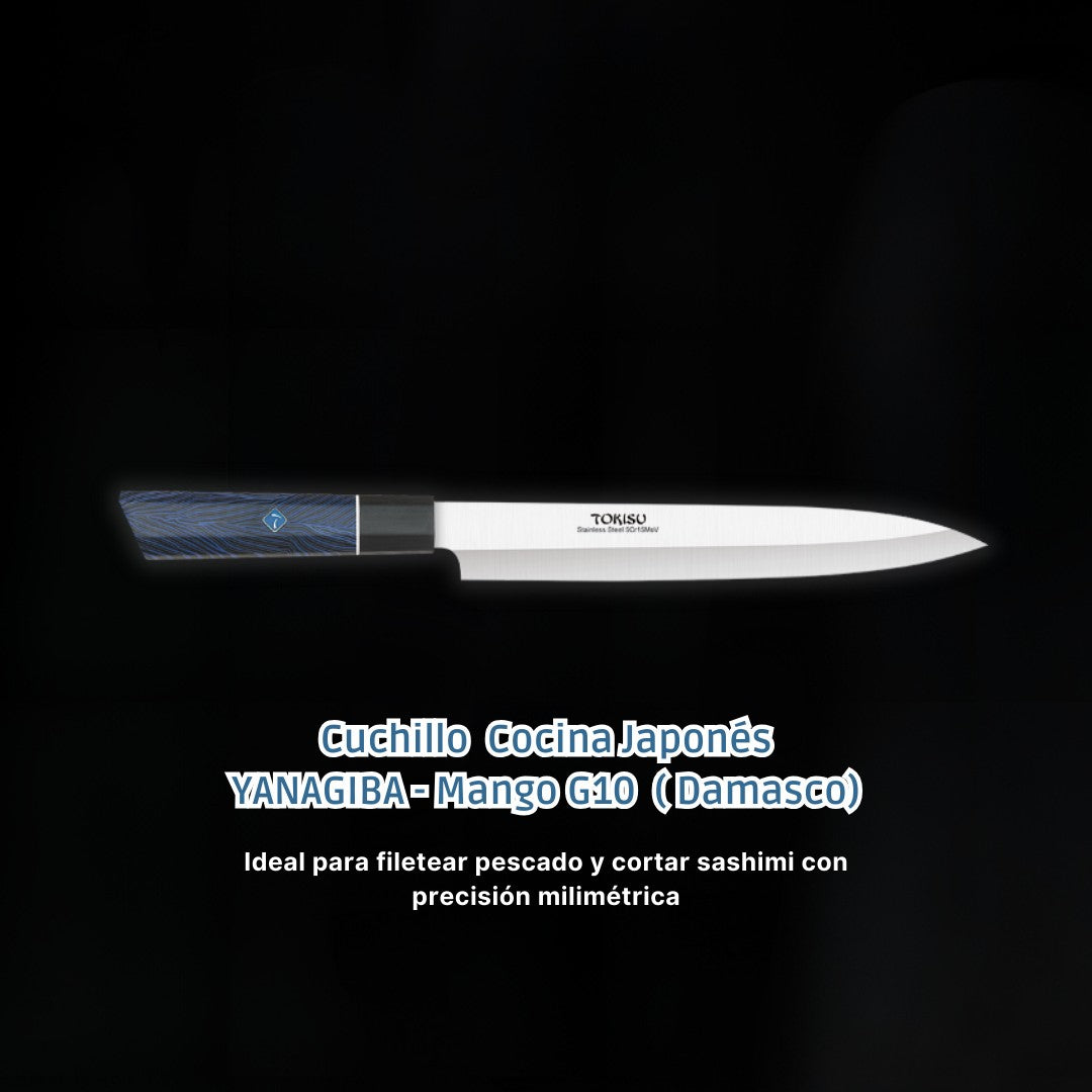Cuchillo Cocina Profesional  TOKYSU - Cuchillos Cocina Japones YANAGIBA de Acero Inoxidable de 67 capas. Mango G10