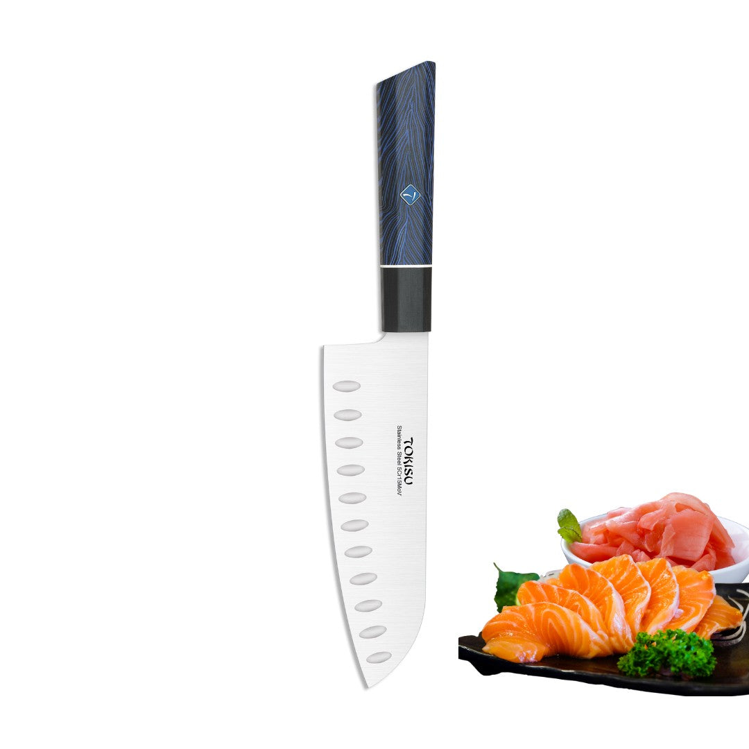 Cuchillo Cocina Profesional TOKYSU - Cuchillos Cocina Japones SANTOKU de Acero Inoxidable de 67 capas 17 cm -  Mango G10 DAMASCO