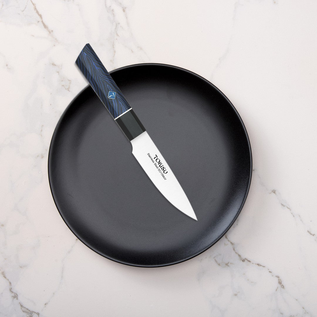 Cuchillo Cocina Profesional  TOKYSU - Cuchillos Cocina Japones PETTY de Acero Inoxidable de 67 capas  11 cm -  Mango G10 DAMASCO