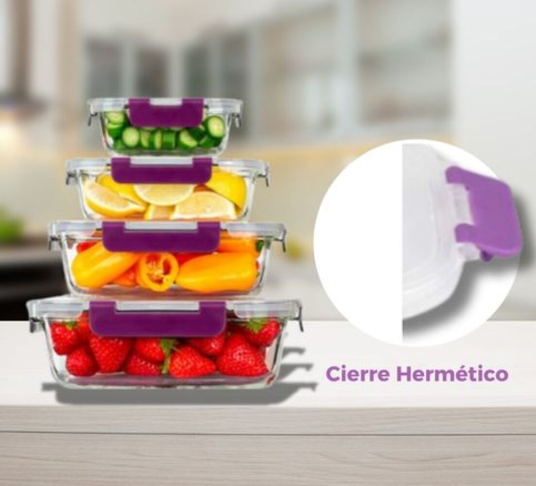 Recipientes de Cristal Para Alimentos - 18 Piezas (9 recipientes y 9 tapas) - Apto para lavavajillas, Microondas y congelador -
