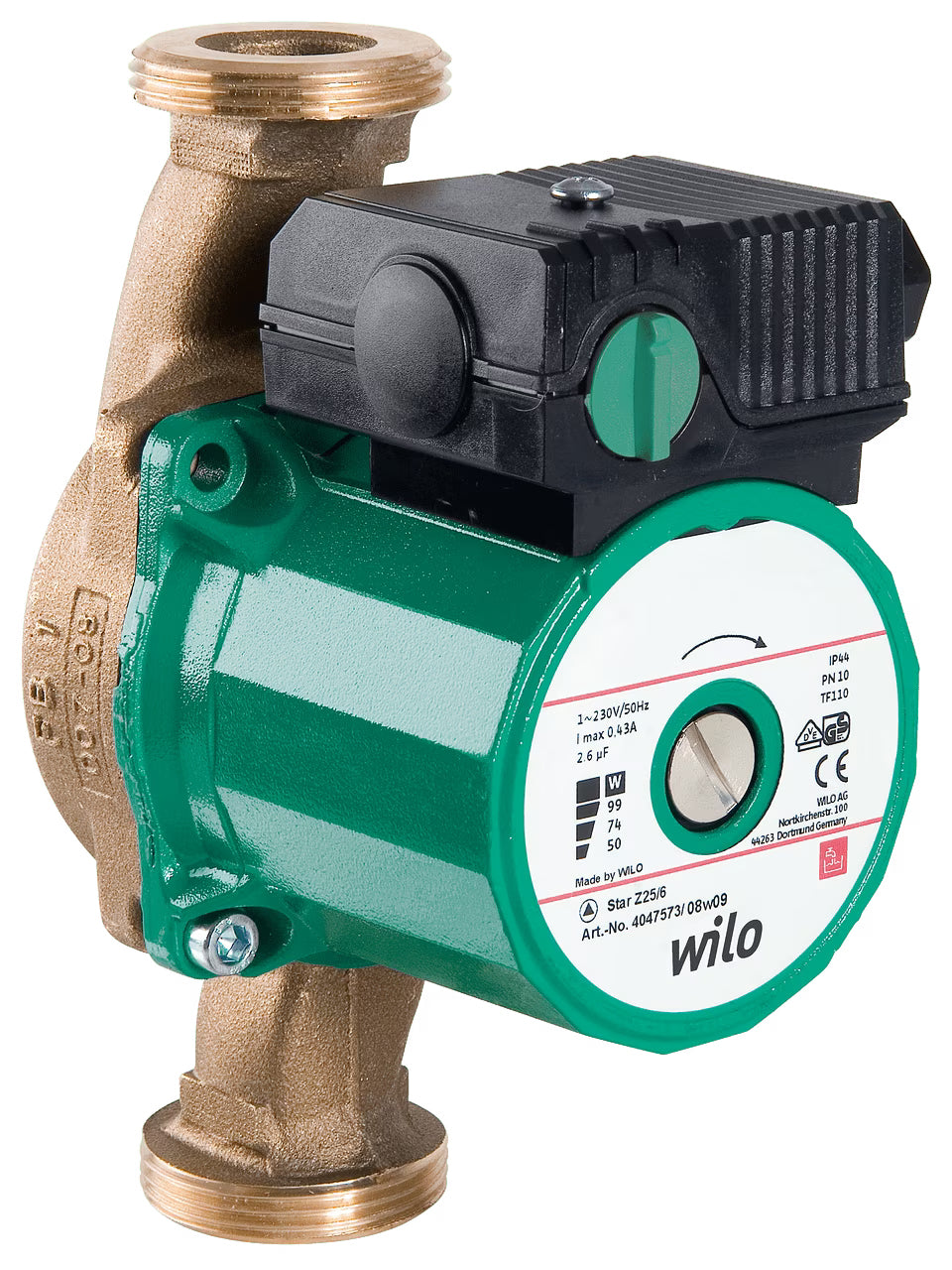 Bomba circuladora Wilo STAR-Z 20/1 EM 140 mm 1"x1/2"
