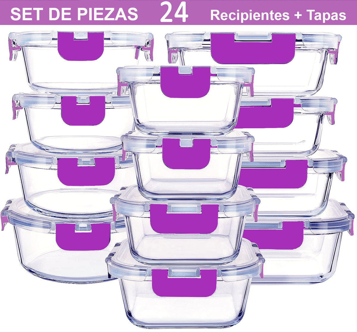 Pack de 12 recipientes de cristal con tapas
